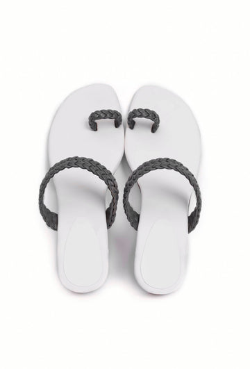Onyx Black Knotted Cruelty Free Leather Sandals